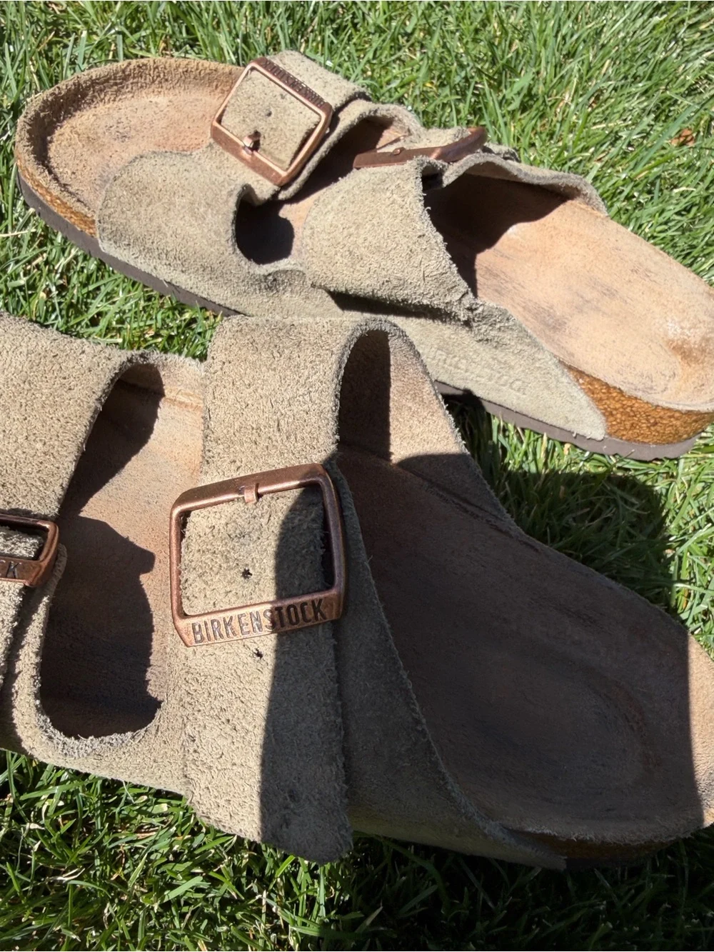 Birkenstock Suede Double-Strap Sandals in Light Brown